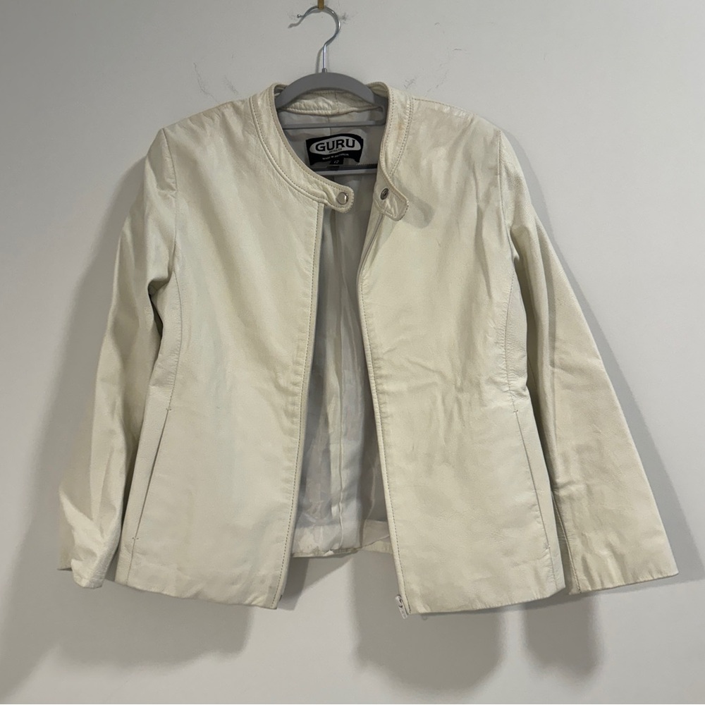 Vintage White Leather Jacket